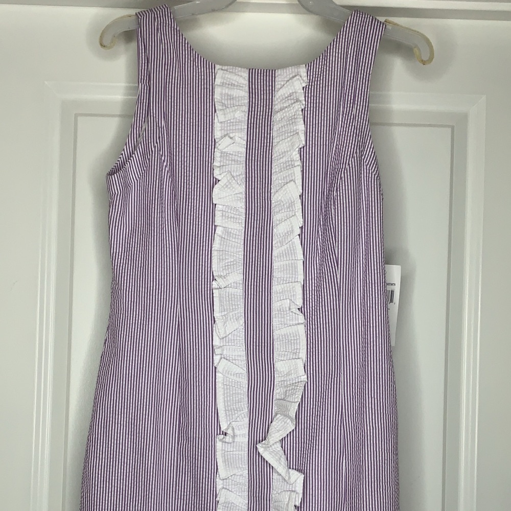 Lauren James Purple Bailey Stripe Seersucker Dress
